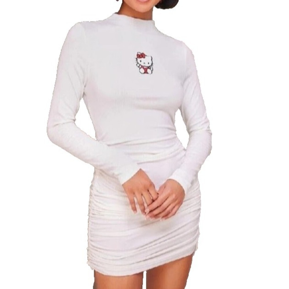 Hello Kitty and Friends Drawstring Side White Bodycon Dress Small NWT - Picture 12 of 12